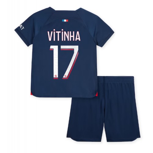 Dětský Fotbalový dres Paris Saint-Germain Vitinha Ferreira #17 2023-24 Domácí Krátký Rukáv (+ trenýrky)